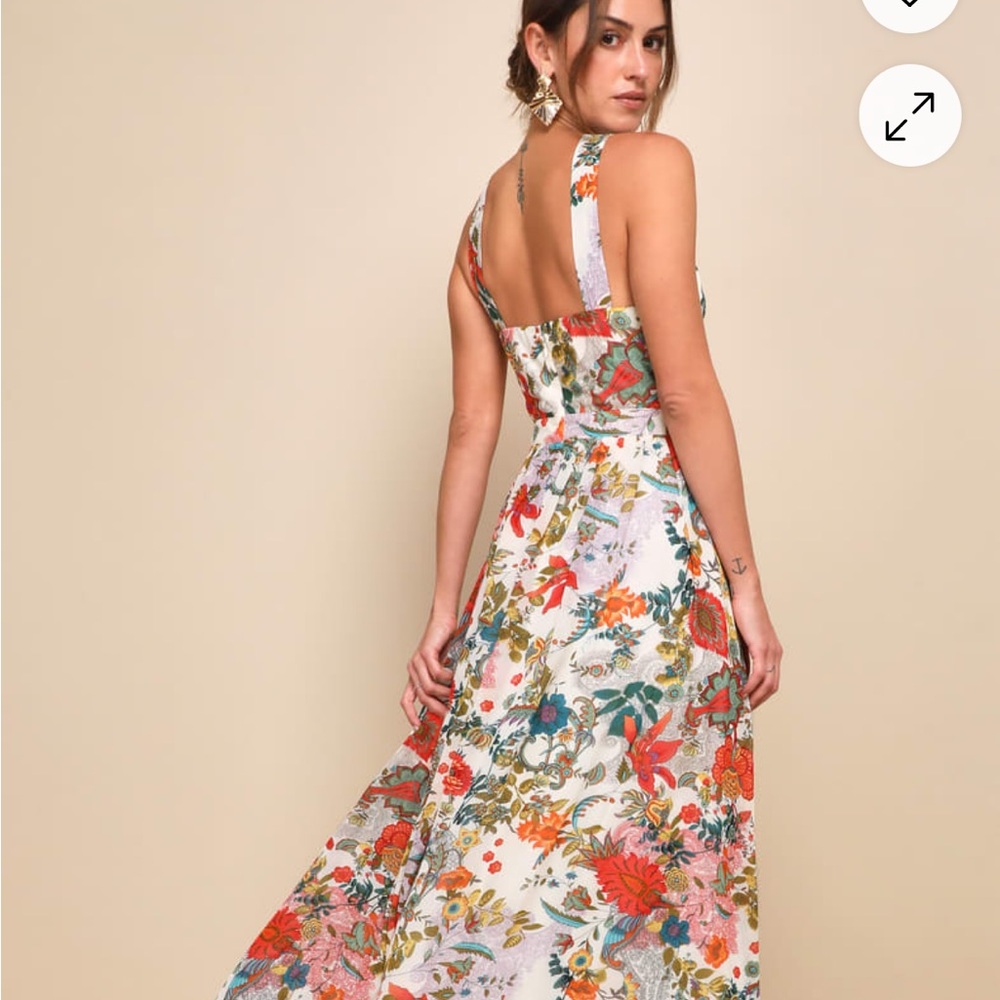 Lilja Cream Floral Print Maxi Dress